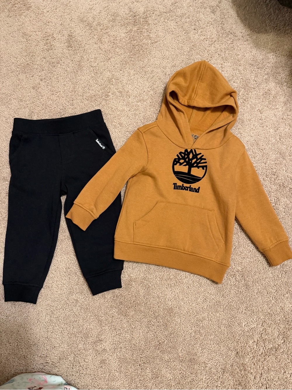 Timberland Kids Mustard Hooded Sweatshirt with Black Joggers